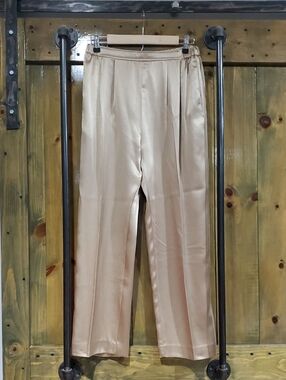 Vintage Three Flaggs Satin-Look Beige Trousers Cream California Shimmer Shiny